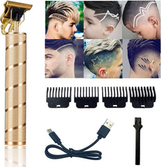 Pro T Clippers, Electric Li Trimmer, Cordless Rechargeable, Professional Bald Headed USB Rechargeable Trimmer for Men (Gold)