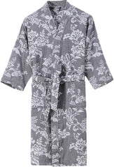 PEKJI Cotton Bathrobe Soft Robe Lightweight Robes V Neck Full-length Robe With 2 Pockets Unisex Sleepwear With Belt