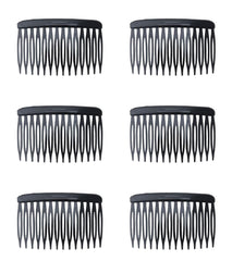 6 Pcs 14 Teeth Hair Side Comb Twist French Vintage Style Hair Clips Pins Accessories Supplies for Women Girls Bridal Wedding Veil Fine Long Curly Hair (Black)
