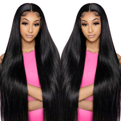 JKD 13x6 Lace Front Wigs Human Hair 30 Inch Natural Black Straight Wig Human Hair 220 Density Hd Lace Frontal Wig With Baby Hair for Women Colored Wigs