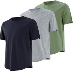 MagnaMan Men's 3-Pack Short Sleeve Crew Neck T-Shirts Solid Color Casual Tee Shirts - Ideal for Gym, Work & Daily Life