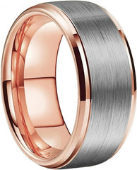 10mm Tungsten Ring Men Women Classic Engagement Wedding Band Stepped Beveled Brushed Finish Comfort Fit