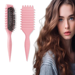 Curl Defining Brush, Multi Purpose Styling Brush for Separating, Combing and Curling Hair to Reduce Pulling (Cream)