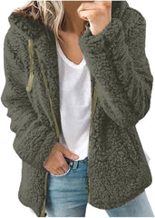 Women's Lightweight Warm Jacket 2025 Plus Size Zip Up Hoodie Fleece Sherpa Winter Coat Soft Fuzzy Cardigan with Pockets