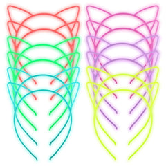 ZIRICHER 6 Colors Cat Headbands Glow in the Dark,Plastic Light Up Hair Band Luminous Headband For Girls Christmas,Happy New Year,Birthday Party