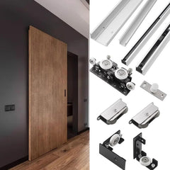 Invisible Sliding Door Track Hidden, Trackless Sliding Barn Door Kit with Soft Close Mechanism, 3 4 5 6 ft Concealed(2.8ft/85cm)