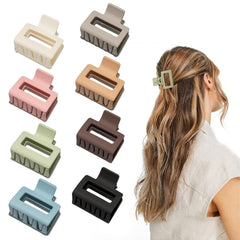 Medium Claw Hair Clips for Women Girls, 2" Matte Rectangle Small Hair Claw Clips for Thin/Medium Thick Hair, Hair Jaw Clips Nonslip Clips (Warm color)