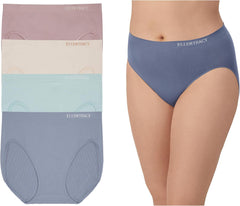 ELLEN TRACY Women’s High Cut Brief Panties Breathable Seamless Underwear 4-Pack Multipack (Regular & Plus Size)
