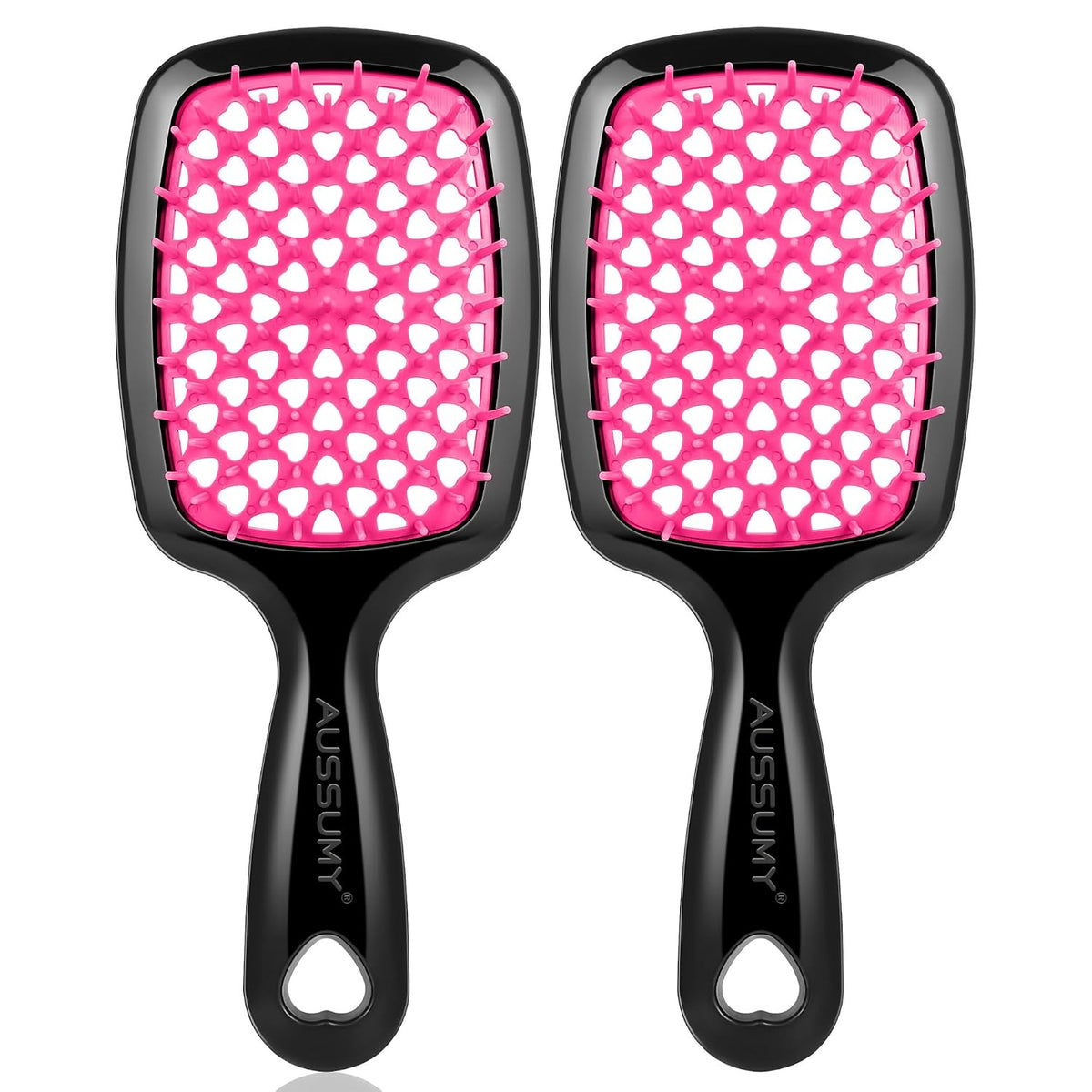 2 Pack Vented Detangling Hair Brush - Round Detangler Hairbrush with Soft Bristles for Effortless Tangle Free -Ideal for Natural Curly Straight Wet Dry Damaged Hair for Women Men Kids Magenta
