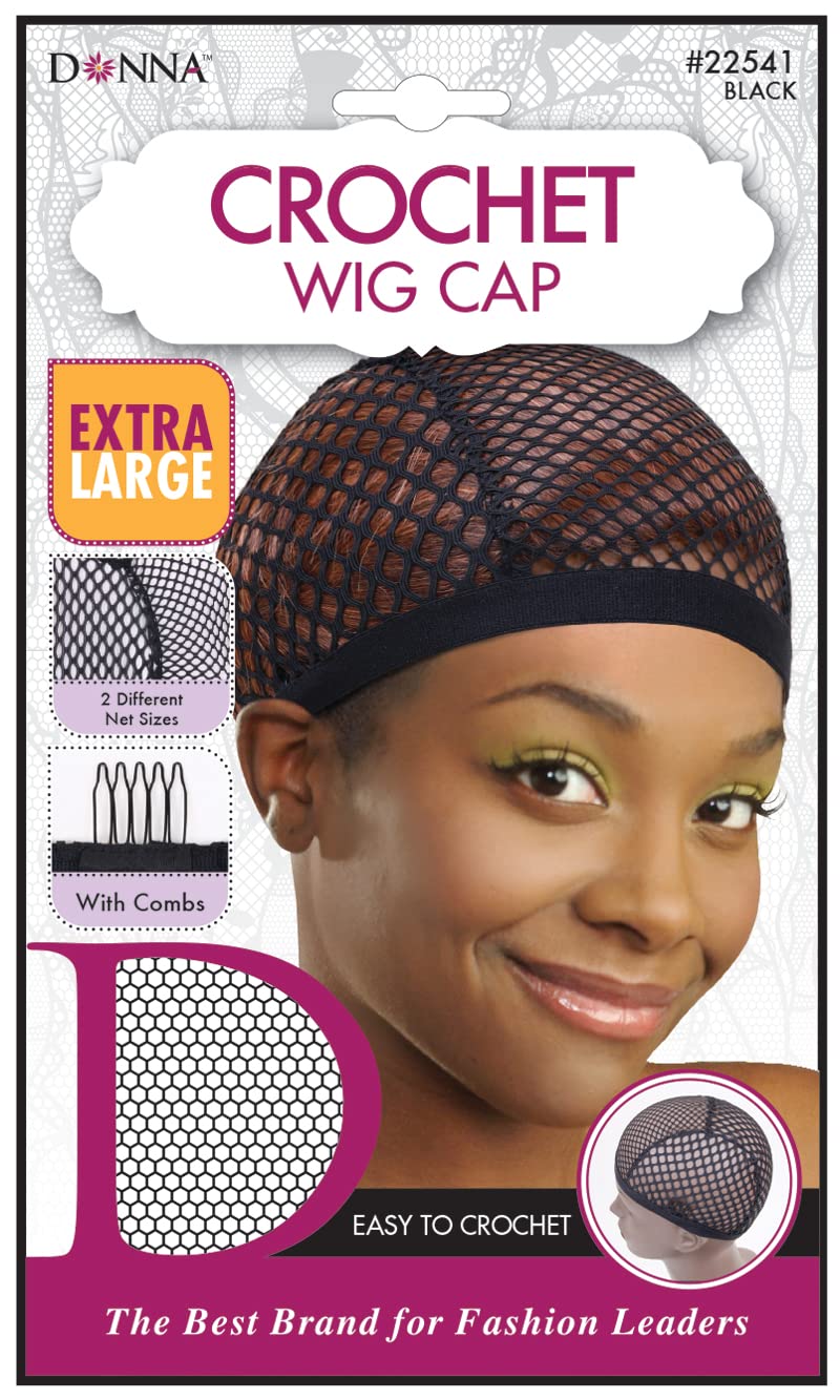 DONNA XL Crochet Wig Cap with Combs - Different Net Size Hair Accessories, Hair Bonnet for Sleeping, 1PC