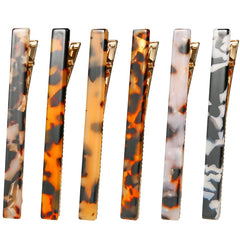 Cobahom 6 Pack Leopard Print Tortoise Shell Metal Hair Pins, Duck Teeth Hair Clips for Styling Women's Hair 2.36 Inch