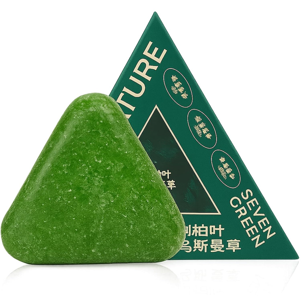Nature Triangle Shampoo Bar, Nature Seven Green Soap Shampoo for All Hair Types (2PCS)