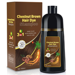 Black Hair Dye 3 in 1 Shampoo for Gray Hair, Herbal Ingredients for Women&Men, Dye in Minutes/Semi-Permanent/(17.6 FL OZ)