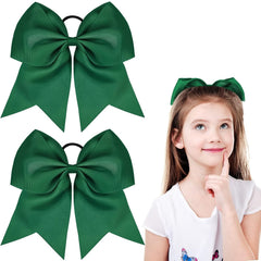 2 Packs Jumbo Cheerleading Bow 8 Inch Large Cheer Hair Bows with Ponytail Holder for Teen Girls Softball Outfit Uniform(Blue)