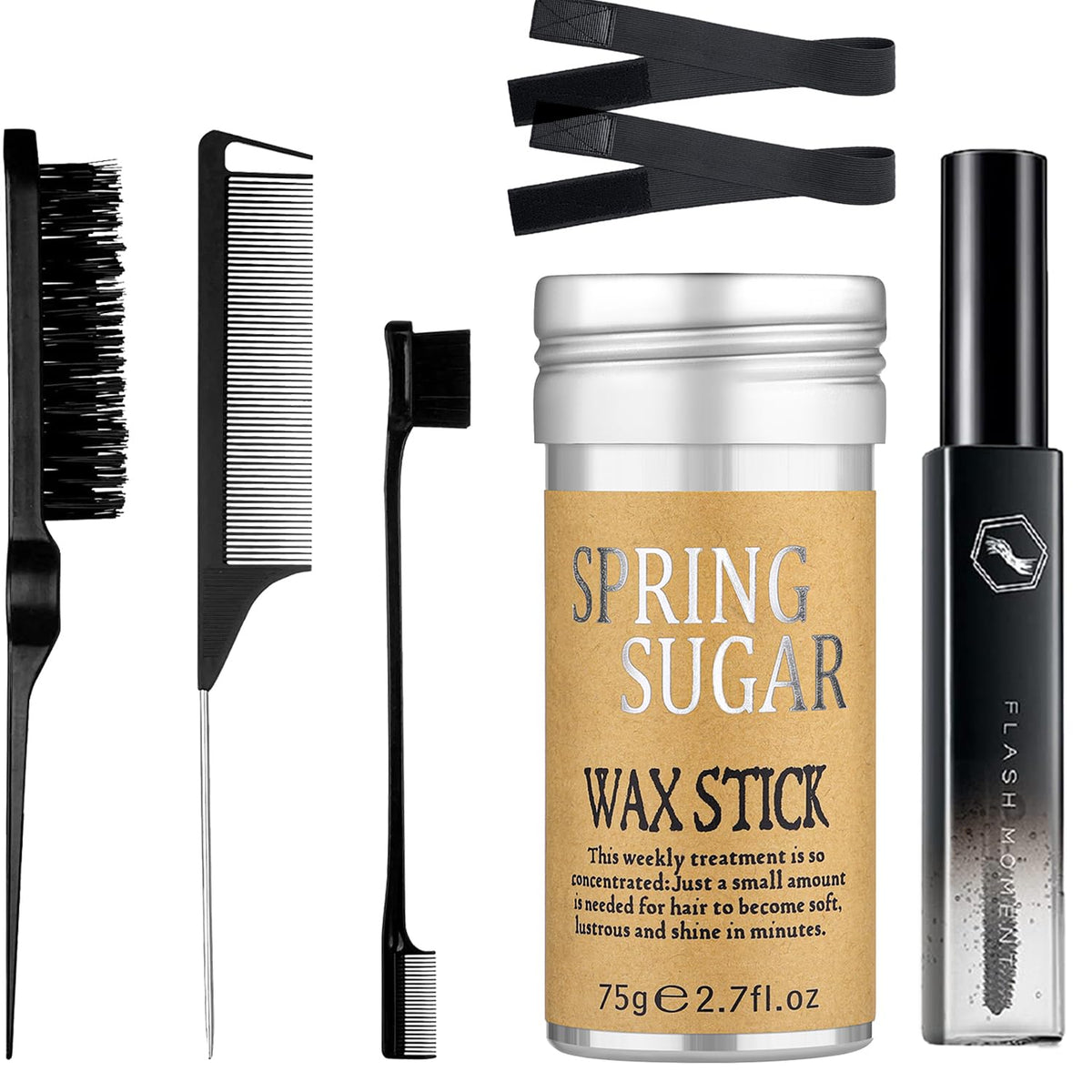 5 Pcs Hair Wax Stick for Flyaways Edge Control Slick - Styling Tools Includes , Finishing , Comb, Gel for Fly Away for Women