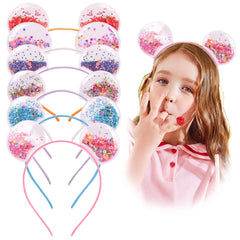 Fishdown Cute Cat Ears Headbands Set for Girls Plastic Headbands for Non-slip Transparent Cat Ears Headband Quicksand(7pcs Per Pack Each Color 1pcs)