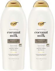 OGX Nourishing + Coconut Milk Shampoo, Hydrating & Restoring Shampoo Moisturizes for Soft Hair After the First Use, Paraben-Free, Sulfate-Free Surfactants, 25.4 fl. oz