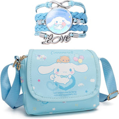 Cute Crossbody Bag with Shoulder Strap and Bracelet Charm, Handbag with Buckle, Shoulder Bag with Zipper for Women Girls