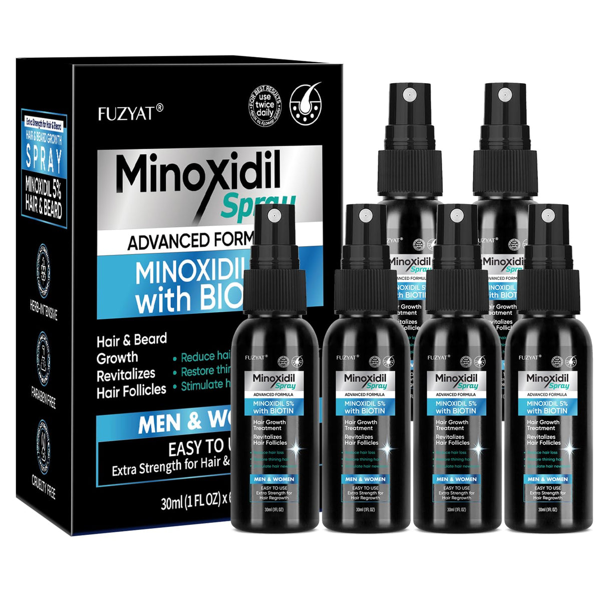 5% Minoxidil for Men Hair, Minoxidil for Women Hair Growth, Minoxidil Hair Growth Spray 2PCS.