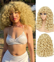 GKtineke-Curly-Wig Big-Curly-Wigs-for-White-Black-Women 20 Inch- Long-Curly-Afro-Wig-with-Bangs Synthetic-Hair-Replacement-Wigs-for- Cosplay and Daily (Natural Black)