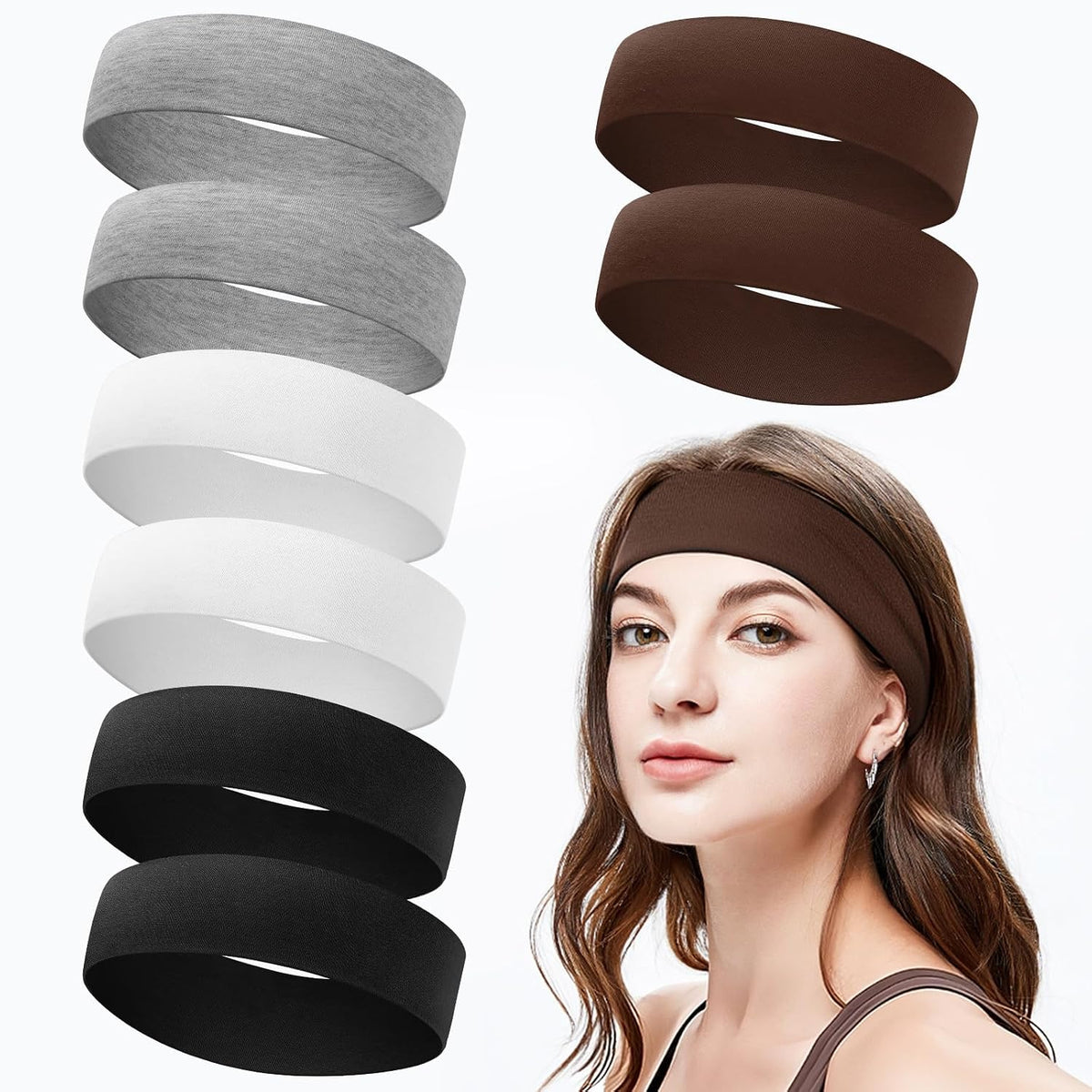 Headbands for Women Stocking Stuffers - 8Pcs Head Bands Non Slip for Women's Hair Accessory Stretchy Fabric Sweat Headband for Workout Sport Yoga Running Christmas Birthday Gifts for Women Valentines