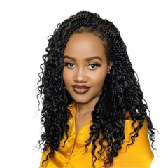 Wodun 12inch Goddess Box Braids Crochet Hair Boho Box-Braids with Curly Ends Bohemian Crochet Braid Pre-looped Synthetic Crochet-Hair for Black Women (12inch,8Packs, TBUG)