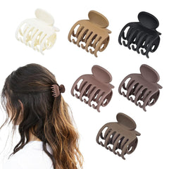 DEEKA Double Row Teeth Hair Clips Small Claw Clips for Thin Hair 4 Pack 1.6" Medium Matte Non-slip Short Hair Accessories for Women and Girls