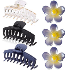Hair Accessories Gift Set: Nonslip Big Cute Hair Claws, Medium Flower Hair Clips for Thick/Thin Hair, Hair Styling Accessories for Women/Girls