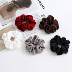 4PCS Large Satin Silk Scrunchies for Women - Big Glossy Scrunchie for Thick Hair Girl Hair Ties Ponytail Holders Jumbo Scrunchies (Black Navy-Blue Brown Champagne)