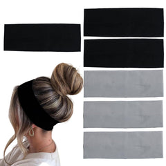 6 Pcs Black Headbands for Women Hair Cotton Headband Non-slip Stretchy Elastic Head Wrap Holder Hair Accessories
