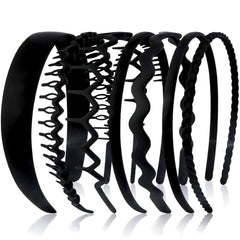 VELSCRUN Headbands for Women 7 Pcs Different Black Fashion Knotted Solid Head Bands Pearl Headband Non Slip Hair Band for Womens Gilrs Thin Thick Short Hair Face Wash Hair Accessories