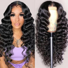Deep Wave Lace Front Wigs Human Hair Glueless Wigs for Black Women 13x4 HD Transparent Lace Front Wigs Pre Plucked with Baby Hair 180 Density 22 Inch