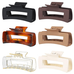 4 Inch Big Hair Claw Clips 6 Pcs Large Claw Clips for Thick Hair Square Hair Clips for Women Rectangle Hair Clips Nonslip Acrylic Banana Jaw Clips Hair Accessories for Girls - Amber