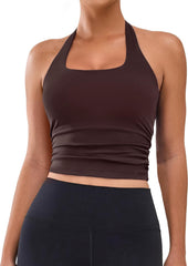 BMJL Womens Halter Built in Bra Workout Sports Tank Tops Summer Trendy Backless Going Out Clothing 2025