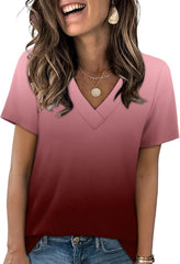SAMPEEL Womens Summer Tops Trendy 2025 Eyelet Crossed V Neck T Shirts Loose Casual Short Sleeve Tshirts Shirts Fashion