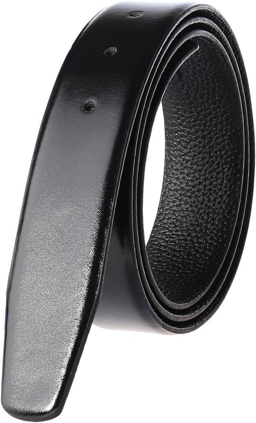 Men Leather Belt Strap without Buckle Head, Men's cowhide leather denim belt 3.4cm casual cowhide leather belt