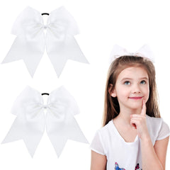 2 Packs Jumbo Cheerleading Bow 8 Inch Large Cheer Hair Bows with Ponytail Holder for Teen Girls Softball Outfit Uniform(Blue)