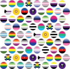 Sasylvia Rainbow Pride Pins Bulk LGBTQ Button Pin Lesbian Gay Bisexual Pride Stuff Round Buttons Badge for Men Women Clothing Bag Accessories Party, 1.57 x 1.57 Inch, 24 Styles