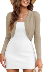 OmicGot Women's Cropped Cardigan Sweaters Long Sleeve Open Front Bolero Shrugs for Dresses S-XL