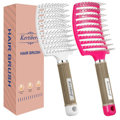2 Pack Curved Vented Detangling Brush for Wet and Dry Hair, Paddle Styling Hair Brush for Faster Blow Drying, Detangler Brush for Women Men Curly Thick Hair