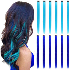 Colored Hair Extensions Clip In, 12 Pieces, Blonde
