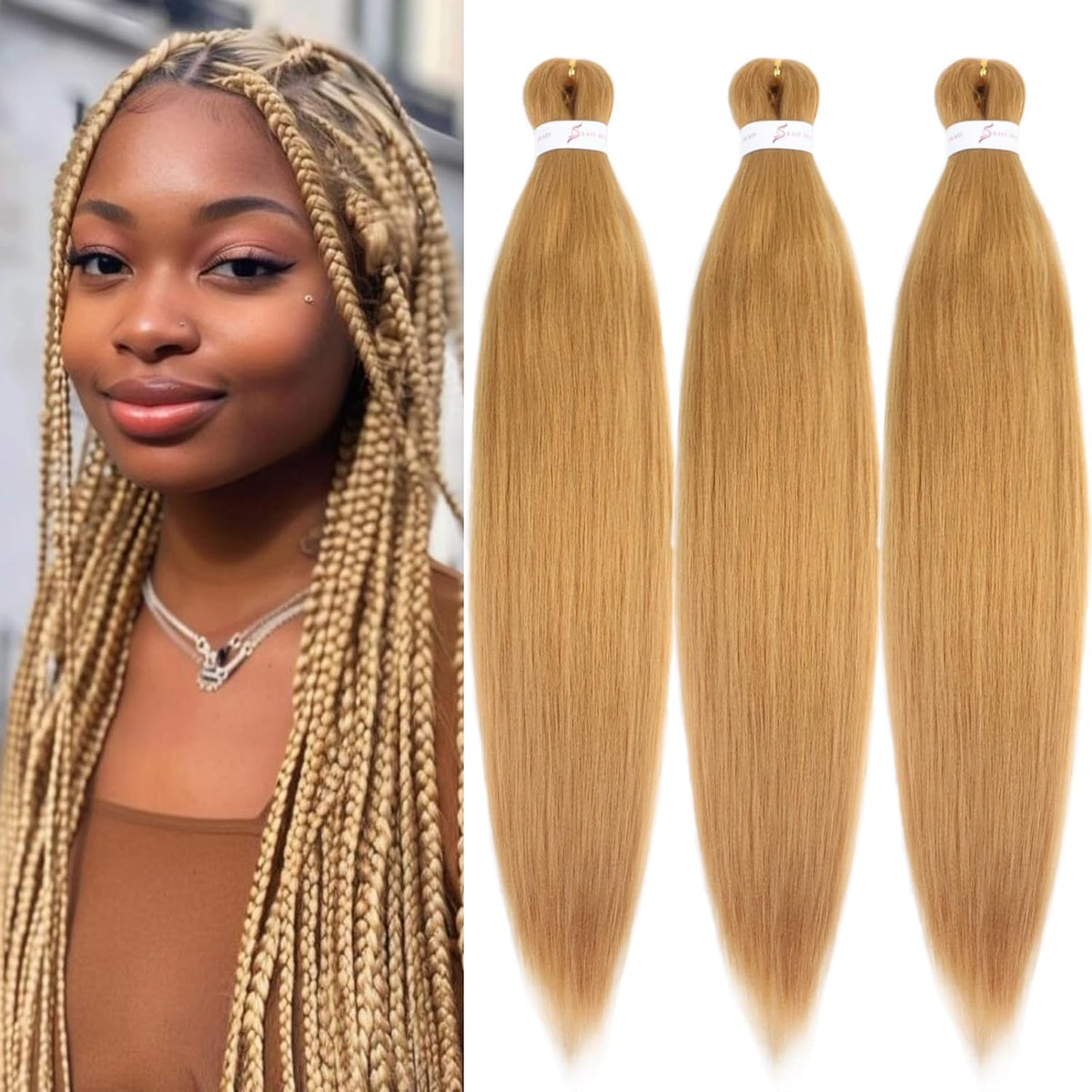 Braiding Hair Pre Stretched 24 Inch 3 Packs, Grey Pre stretched Braiding Hair for Professional Braiding Hair Extensions, Hot Water Setting Yaki Texture Synthetic Hair