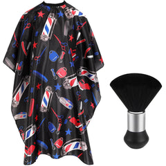 FEBSNOW Professional Hair Cutting Cape with Neck Duster Brush, Salon Barber Cape, Hair Cutting Accessories (Black)