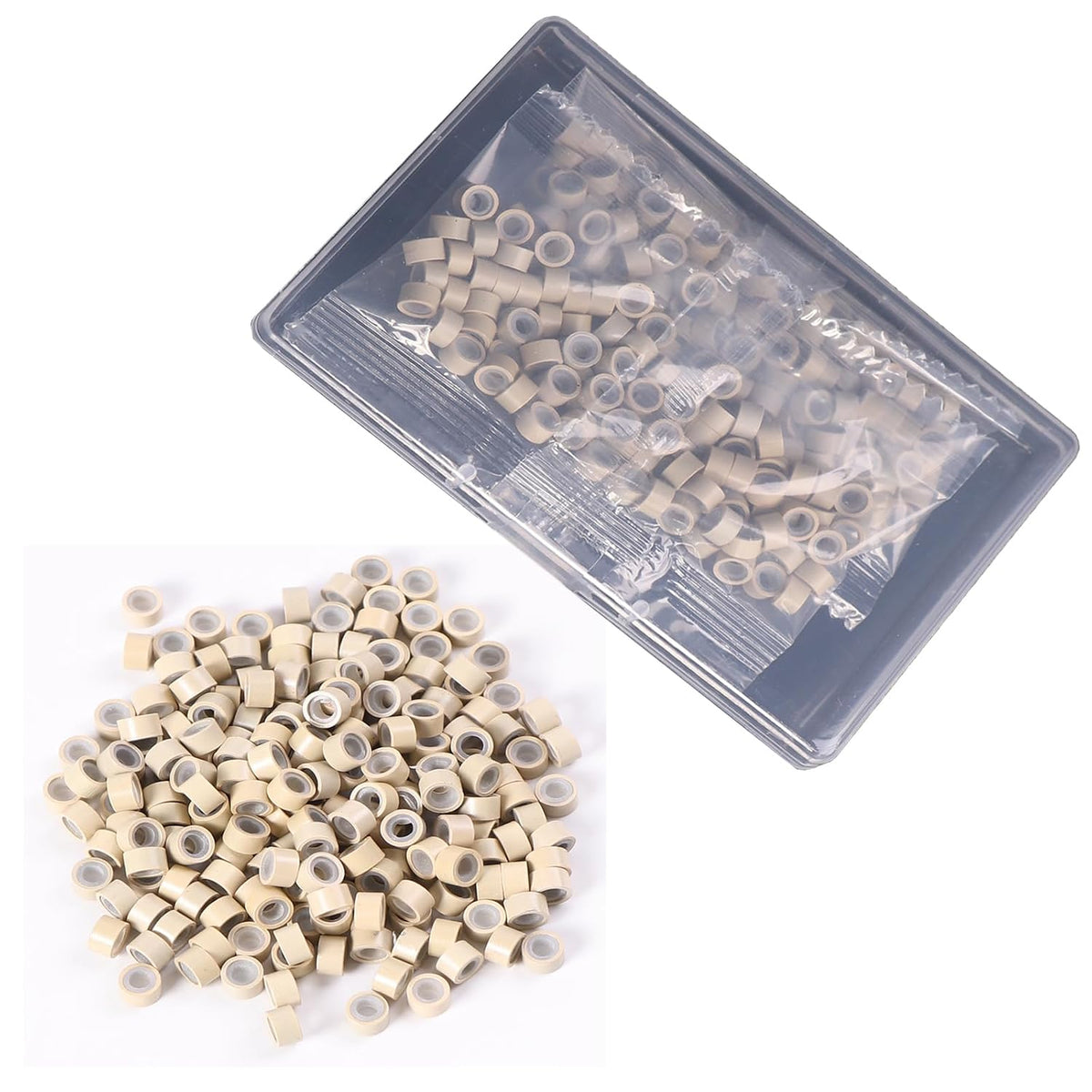 200 PCs 5mm Micro Beads for Hair Extensions - Brown Invisible Links, Professional Micro Rings for Thin/Medium Hair