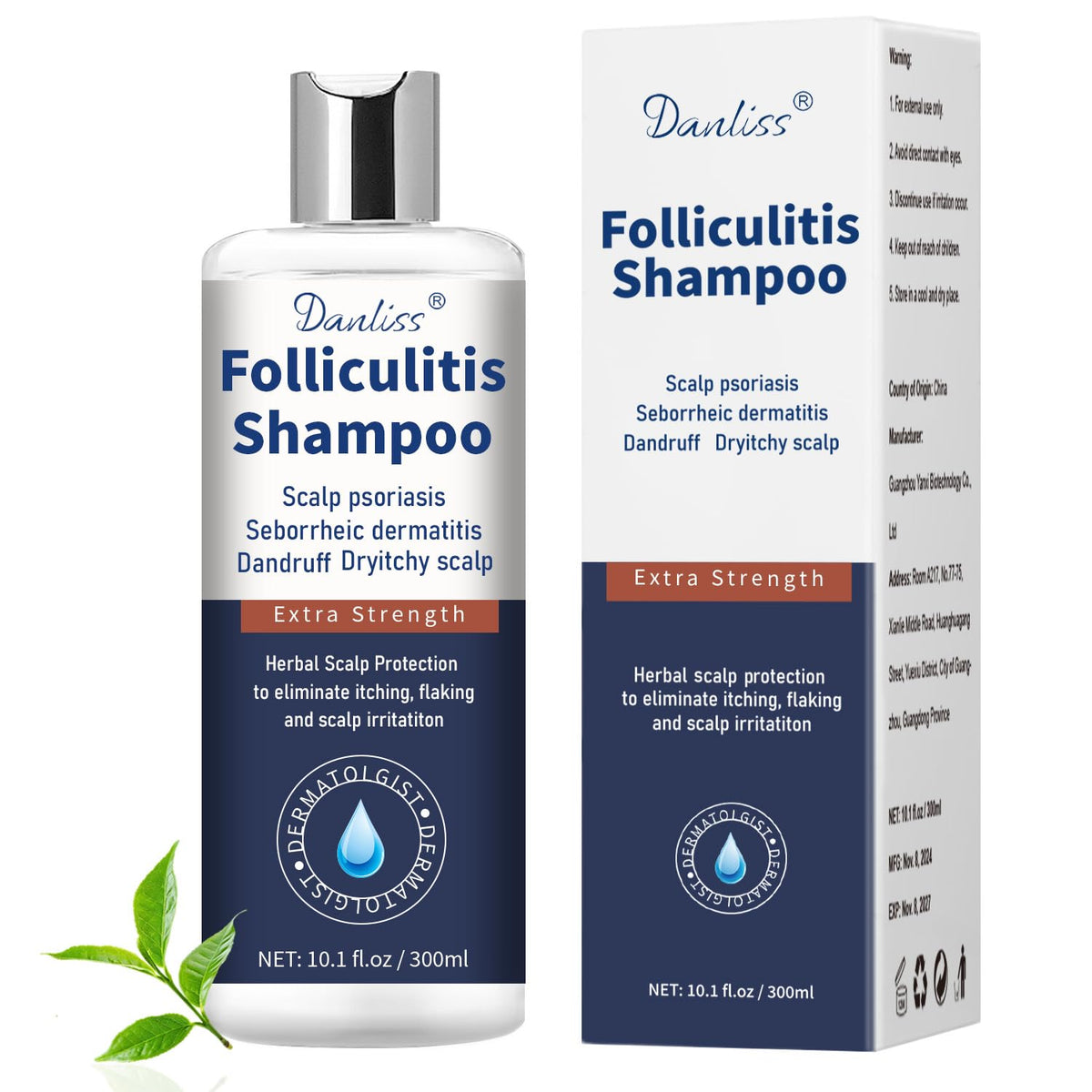 Sulfate Free - Anti Fungal Folliculitis Treatment Shampoo With Formula for Prone to Folliculitis,Seborrheic Dermatitis,For Normal to Oily Scalp Relieves Itchy & Dry Scalp, Dandruff - 10.1 Oz