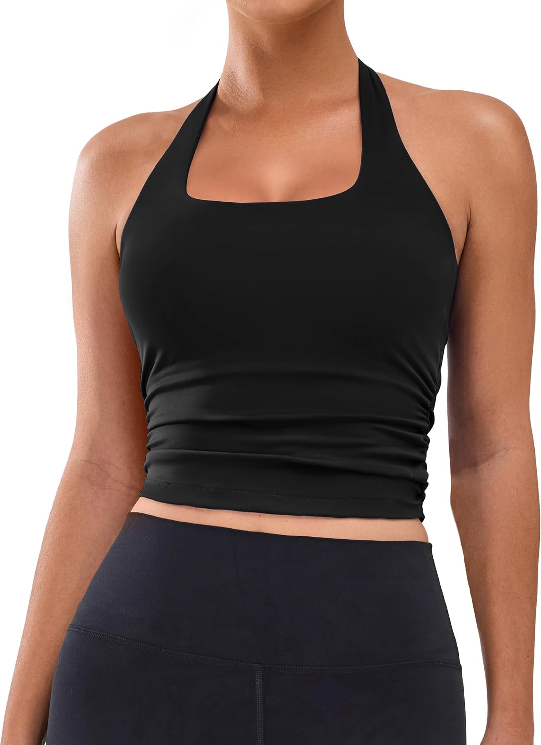 BMJL Womens Halter Built in Bra Workout Sports Tank Tops Summer Trendy Backless Going Out Clothing 2025