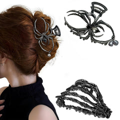 2 Pcs Halloween Spider Hair Clips Claw Clips for Women & Girls, Large Non-Slip Hair Clips for Thick Long Hair, Spooky Barrette Hair Accessories for Halloween Christmas Party Gifts