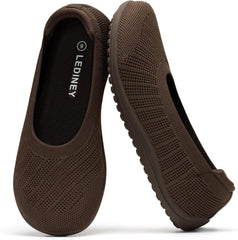 Wide Ballet Flats Shoes for Women, Width Foldable Round Toe Knit Women's Flats with Arch Support, Comfortable Shoes for Women Dressy Casual Work Office