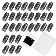 30 Pcs 32mm 6-Teeth U-Shape Wig Clips for Clip-in Hair Extensions, with DIY Needle and Thread Kit – Snap Hair Clips for Hair Extensions Clip-ins (Black)