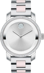 Movado Bold Iconic Women's Watch - Swiss Quartz 2H Movement, Stainless Steel Ceramic Center Link Bracelet - 3 ATM Water Resistance - Sparkling Crystal Details for Her - 36mm